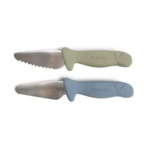 Couteaux d'Apprentissage "Pour Enfants" lot de 2   Bleu + vert