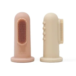 Brosse à dents à doigts Mushie – Lot de 2 Blush/Shifting