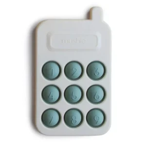 Presse-tout Mushie en forme de téléphone – Cambridge/Blue